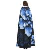 Dwrepo Blue Flower Halloween Hooded Cloak Full Length Adult Vampire Witch Cape for Halloween Cosplay Costumes view 4