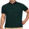 AbbyHold Mens Polo Shirts Short Sleeve Striped Cotton Collar Fitted Pique Work Golf Shirts for Men (S, Green) view 1