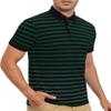 AbbyHold Mens Polo Shirts Short Sleeve Striped Cotton Collar Fitted Pique Work Golf Shirts for Men (S, Green) view 4