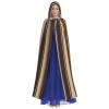 Dwrepo Brown Stripe Halloween Hooded Cloak Full Length Adult Vampire Witch Cape for Halloween Cosplay Costumes view 2
