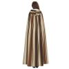 Dwrepo Brown Stripe Halloween Hooded Cloak Full Length Adult Vampire Witch Cape for Halloween Cosplay Costumes view 4