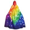 Dwrepo Colorful Rainbow Love Heart Halloween Hooded Cloak Full Length Adult Vampire Witch Cape for Halloween Cosplay Costumes view 1