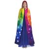 Dwrepo Colorful Rainbow Love Heart Halloween Hooded Cloak Full Length Adult Vampire Witch Cape for Halloween Cosplay Costumes view 2