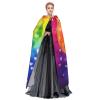 Dwrepo Colorful Rainbow Love Heart Halloween Hooded Cloak Full Length Adult Vampire Witch Cape for Halloween Cosplay Costumes view 3