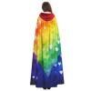 Dwrepo Colorful Rainbow Love Heart Halloween Hooded Cloak Full Length Adult Vampire Witch Cape for Halloween Cosplay Costumes view 4