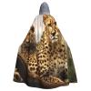 Dwrepo Cool Leopard Halloween Hooded Cloak Full Length Adult Vampire Witch Cape for Halloween Cosplay Costumes view 1