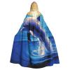 Dwrepo Elegant dolphin Halloween Hooded Cloak Full Length Adult Vampire Witch Cape for Halloween Cosplay Costumes view 1