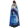 Dwrepo Elegant dolphin Halloween Hooded Cloak Full Length Adult Vampire Witch Cape for Halloween Cosplay Costumes view 4