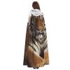 Dwrepo Big Tiger Halloween Hooded Cloak Full Length Adult Vampire Witch Cape for Halloween Cosplay Costumes view 4