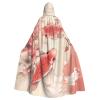 Dwrepo Red carp and cherry blossom Halloween Hooded Cloak Full Length Adult Vampire Witch Cape for Halloween Cosplay Costumes view 1