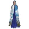 Dwrepo blue butterfly and Clouds Halloween Hooded Cloak Full Length Adult Vampire Witch Cape for Halloween Cosplay Costumes view 2
