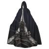 Dwrepo Eiffel tower Halloween Hooded Cloak Full Length Adult Vampire Witch Cape for Halloween Cosplay Costumes view 1