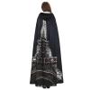 Dwrepo Eiffel tower Halloween Hooded Cloak Full Length Adult Vampire Witch Cape for Halloween Cosplay Costumes view 4