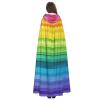 Dwrepo Colorful Rainbow Stripe Halloween Hooded Cloak Full Length Adult Vampire Witch Cape for Halloween Cosplay Costumes view 4