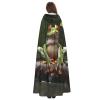 Dwrepo Peace Tree Frog Halloween Hooded Cloak Full Length Adult Vampire Witch Cape for Halloween Cosplay Costumes view 4