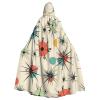 Dwrepo Atomic Stars Retro Pattern Halloween Hooded Cloak Full Length Adult Vampire Witch Cape for Halloween Cosplay Costumes view 1