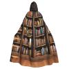 Dwrepo Library Bookshelf Halloween Hooded Cloak Full Length Adult Vampire Witch Cape for Halloween Cosplay Costumes view 1