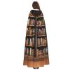 Dwrepo Library Bookshelf Halloween Hooded Cloak Full Length Adult Vampire Witch Cape for Halloween Cosplay Costumes view 4