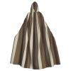 Dwrepo Brown Stripe Halloween Hooded Cloak Full Length Adult Vampire Witch Cape for Halloween Cosplay Costumes view 1