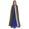 Dwrepo Brown Stripe Halloween Hooded Cloak Full Length Adult Vampire Witch Cape for Halloween Cosplay Costumes view 2
