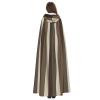Dwrepo Brown Stripe Halloween Hooded Cloak Full Length Adult Vampire Witch Cape for Halloween Cosplay Costumes view 4