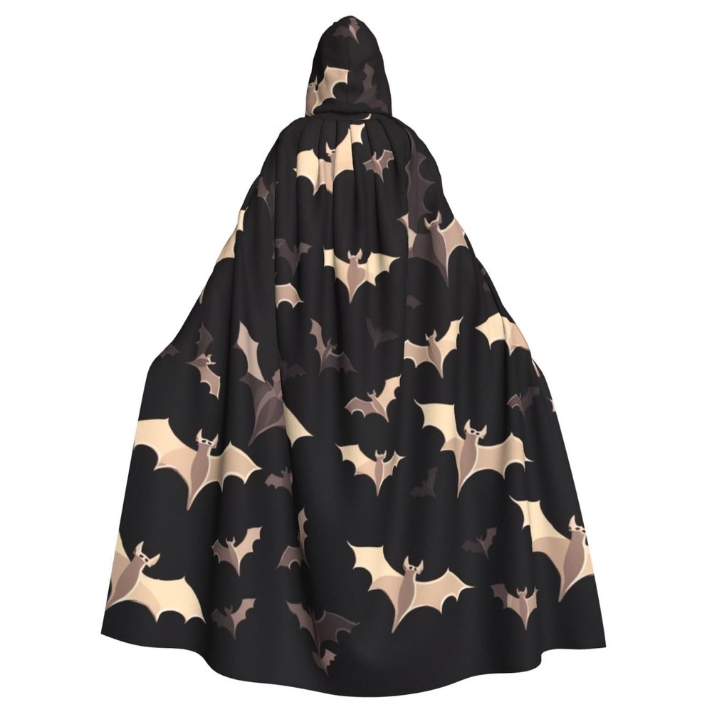 Dwrepo Halloween Flying Bats Halloween Hooded Cloak Full Length Adult Vampire Witch Cape for Halloween Cosplay Costumes