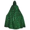 Dwrepo Green Sequin Sparkle Halloween Hooded Cloak Full Length Adult Vampire Witch Cape for Halloween Cosplay Costumes view 1