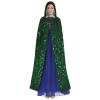 Dwrepo Green Sequin Sparkle Halloween Hooded Cloak Full Length Adult Vampire Witch Cape for Halloween Cosplay Costumes view 2