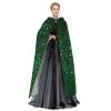 Dwrepo Green Sequin Sparkle Halloween Hooded Cloak Full Length Adult Vampire Witch Cape for Halloween Cosplay Costumes view 3