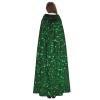 Dwrepo Green Sequin Sparkle Halloween Hooded Cloak Full Length Adult Vampire Witch Cape for Halloween Cosplay Costumes view 4