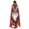 Dwrepo Cute Cat Halloween Hooded Cloak Full Length Adult Vampire Witch Cape for Halloween Cosplay Costumes view 4