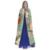 Dwrepo Vintage Floral Flowers Halloween Hooded Cloak Full Length Adult Vampire Witch Cape for Halloween Cosplay Costumes view 2