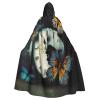 Dwrepo Clock Butterfly Halloween Hooded Cloak Full Length Adult Vampire Witch Cape for Halloween Cosplay Costumes view 1