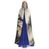 Dwrepo Chinese Landscape Painting Halloween Hooded Cloak Full Length Adult Vampire Witch Cape for Halloween Cosplay Costumes view 2