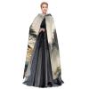 Dwrepo Chinese Landscape Painting Halloween Hooded Cloak Full Length Adult Vampire Witch Cape for Halloween Cosplay Costumes view 3