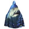 Dwrepo Underwater Fish Halloween Hooded Cloak Full Length Adult Vampire Witch Cape for Halloween Cosplay Costumes view 1