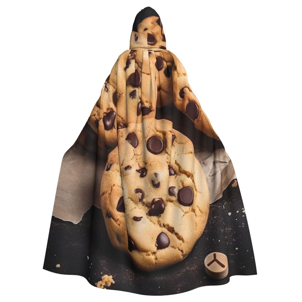 Dwrepo Chocolate Chip Biscuits Halloween Hooded Cloak Full Length Adult Vampire Witch Cape for Halloween Cosplay Costumes