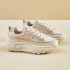 Fashion Wedge Heeled Sneakers for Women,Womens White Platform Sneakers,Casual Slip On Work Shoes Women,Comfortable Lace Up Running Shoes for Women Footwear - Fashion Sneakers for Women (B-Beige, 6) view 3