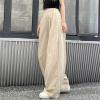 Girls Wide Leg Pants Flowy Loose Pants for Kids Linen Trousers Casual Beach Oversize Toddler Youth (Beige, 13-14 Years) view 2