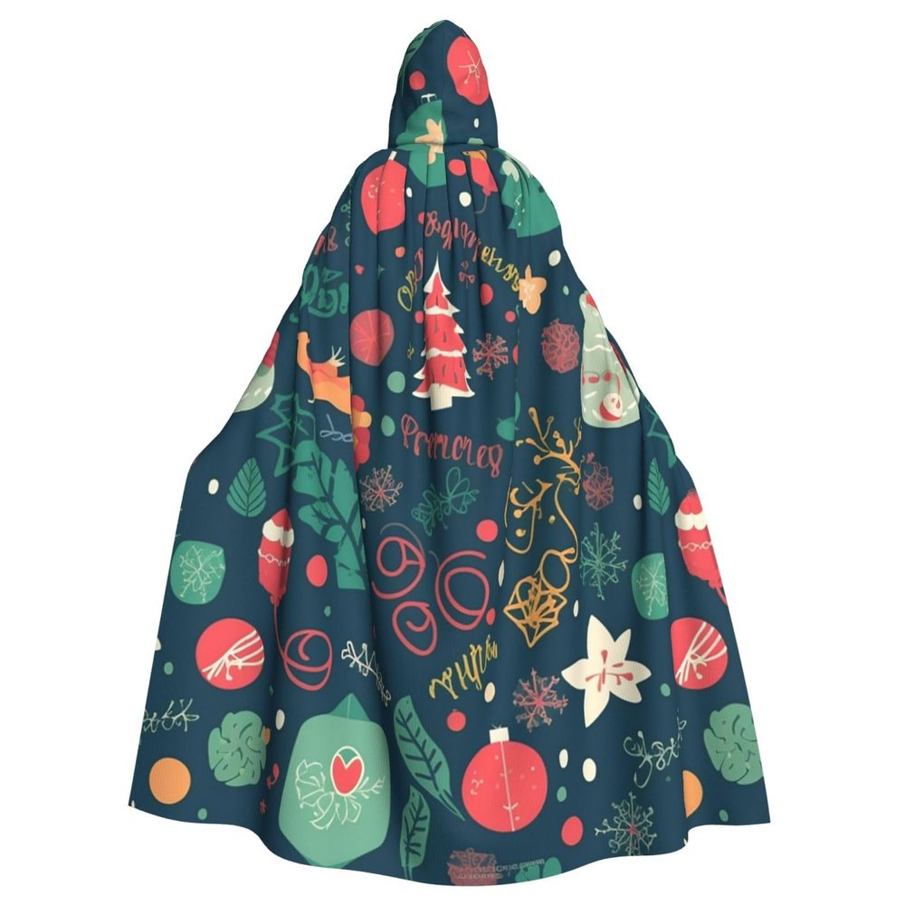 Dwrepo Merry Christmas Tree Halloween Hooded Cloak Full Length Adult Vampire Witch Cape for Halloween Cosplay Costumes
