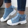 Fashion Wedge Heeled Sneakers for Women,Womens White Platform Sneakers,Casual Slip On Work Shoes Women,Comfortable Lace Up Running Shoes for Women Footwear - Fashion Sneakers for Women (C-Blue, 9.5) view 1