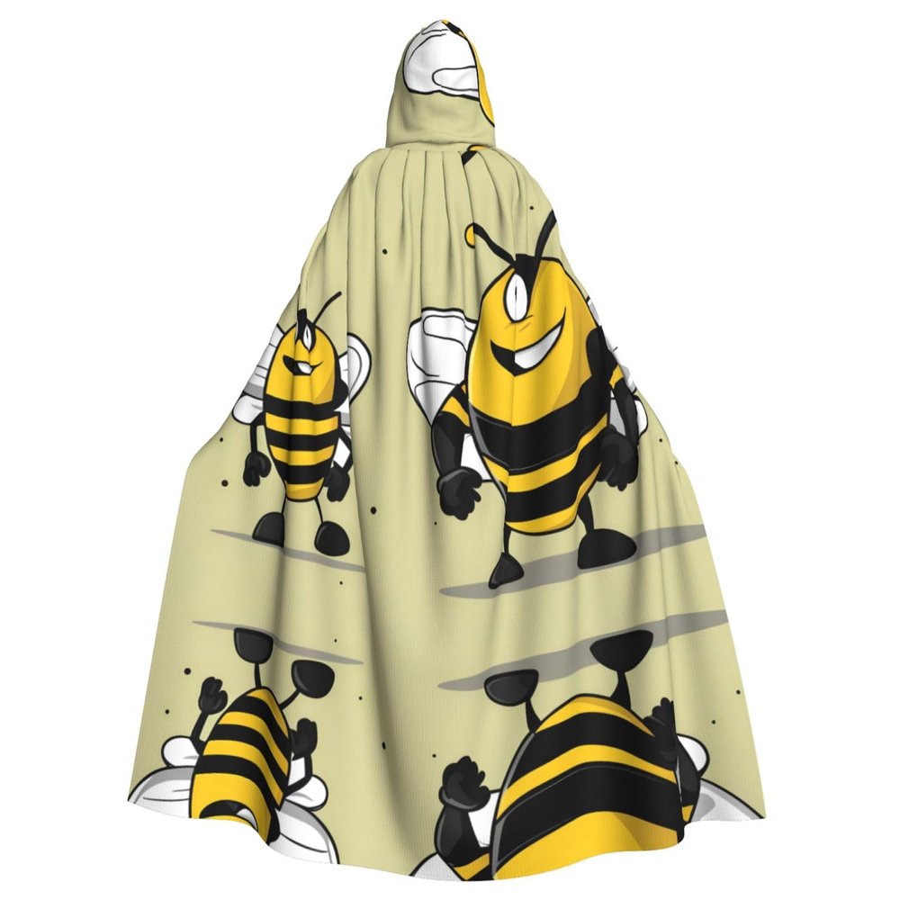 WHJWZY Cartoon bumblebee Printing aldult Halloween Hooded Cloak for men and womenused for parties prom