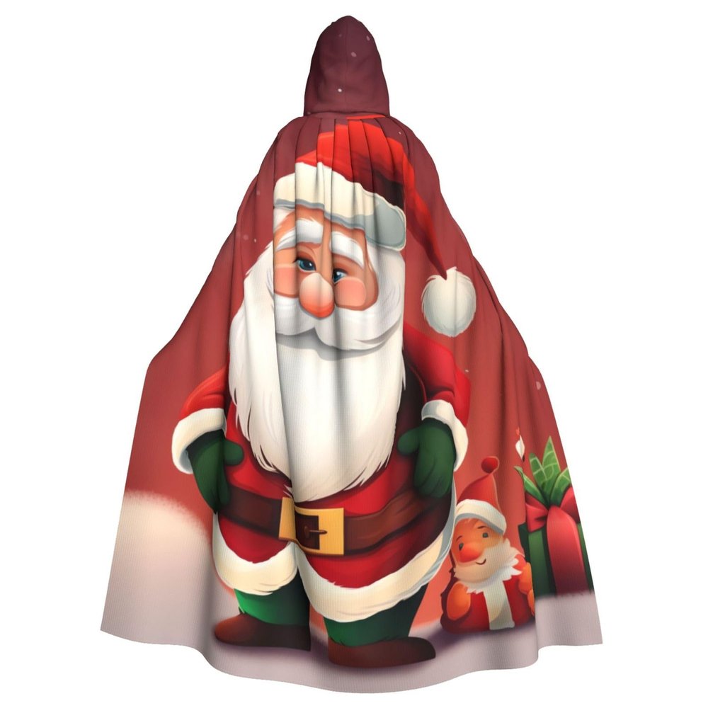 Dwrepo Santa Claus Halloween Hooded Cloak Full Length Adult Vampire Witch Cape for Halloween Cosplay Costumes