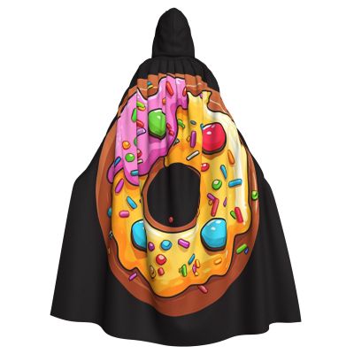 Dwrepo Donut Halloween Hooded Cloak Full Length Adult Vampire Witch Cape for Halloween Cosplay Costumes