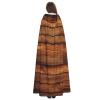 Dwrepo Brown Wooden Halloween Hooded Cloak Full Length Adult Vampire Witch Cape for Halloween Cosplay Costumes view 4