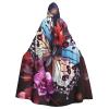 Dwrepo Colorful Butterflies on Flowers Halloween Hooded Cloak Full Length Adult Vampire Witch Cape for Halloween Cosplay Costumes view 1