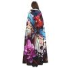 Dwrepo Colorful Butterflies on Flowers Halloween Hooded Cloak Full Length Adult Vampire Witch Cape for Halloween Cosplay Costumes view 4