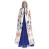 Dwrepo Watercolor Floral Pattern Halloween Hooded Cloak Full Length Adult Vampire Witch Cape for Halloween Cosplay Costumes view 2