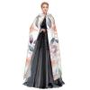 Dwrepo Watercolor Floral Pattern Halloween Hooded Cloak Full Length Adult Vampire Witch Cape for Halloween Cosplay Costumes view 3