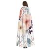 Dwrepo Watercolor Floral Pattern Halloween Hooded Cloak Full Length Adult Vampire Witch Cape for Halloween Cosplay Costumes view 4